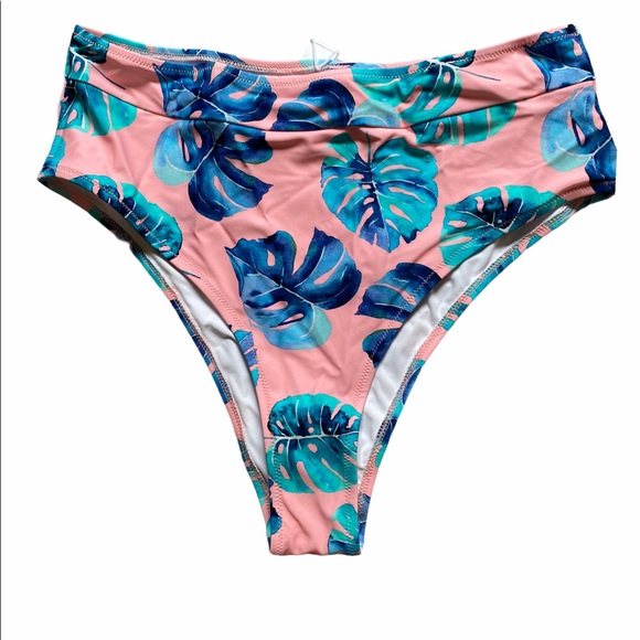 Tropical Ruffle Halter High Waisted Bikini - Picture 4 of 5